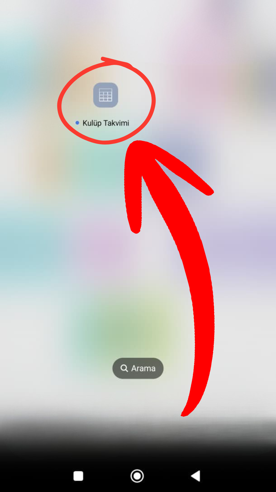 Ana ekranda Kulüp Takvimi simgesi işaretli